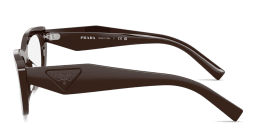 Shop PRADA Engraved Logo Irregular Eyeglasses in Cigar online.