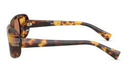 Shop MIU MIU Vertical Logo Rectangle Sunglasses in Honey Havana online.