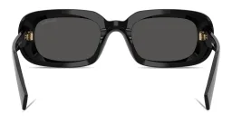 Shop MIU MIU Vertical Logo Rectangle Sunglasses in Black online.