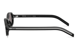 Shop PRADA Logo Signature Oval Sunglasses in Black online.