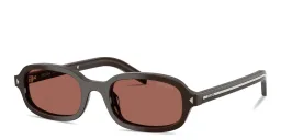Shop PRADA Logo Signature Oval Sunglasses in Cigar online.
