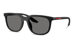 Shop Prada Linea Rossa Logo Signature Pillow Sunglasses in Matte Black online.