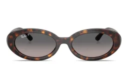 Shop Ray-Ban Embossed Logo Oval Sunglasses in Havana online.