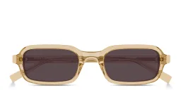 Shop SAINT LAURENT Logo Signature Rectangle Sunglasses in Transparent Yellow online.