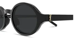 Shop SAINT LAURENT YSL Logo Unisex Oval Sunglasses in Shiny Black online.
