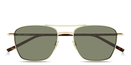 Shop SAINT LAURENT Logo Signature Unisex Pilot Sunglasses in Light Gold online.