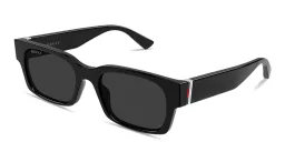 Shop GUCCI Web Rectangle Sunglasses in Shiny Black online.