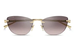 Shop GUCCI Bamboo Rimless Cat-Eye Sunglasses in Endura Gold online.