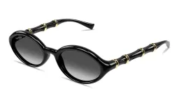 Shop GUCCI Bamboo Oval Sunglasses in Shiny Black online.