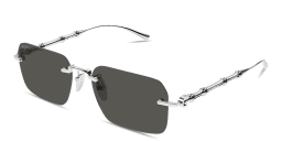 Shop GUCCI Bamboo Rimless Rectangle Sunglasses in Silver online.