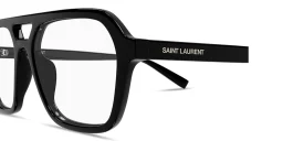Shop SAINT LAURENT Logo Signature Unisex Wide Rectangle Sunglasses in Solid Black online.