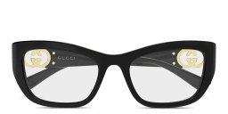 Shop GUCCI GG Cut-Out Cat-Eye Eyeglasses in Shiny Black online.