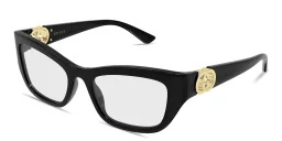 Shop GUCCI GG Cut-Out Cat-Eye Eyeglasses in Shiny Black online.