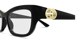 Shop GUCCI GG Cut-Out Cat-Eye Eyeglasses in Shiny Black online.