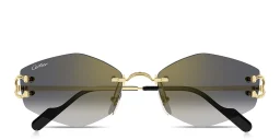 Shop Cartier Décor C de Cartier Unisex Rimless Irregular Sunglasses in Gold online.