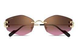 Shop Cartier Décor C de Cartier Unisex Rimless Irregular Sunglasses in Polished Gold online.