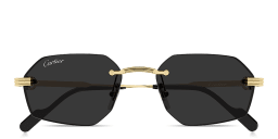 Shop Cartier Première de Cartier Rimless Irregular Sunglasses in Gold online.