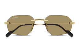 Shop Cartier Première de Cartier Rimless Irregular Sunglasses in Gold online.