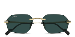 Shop Cartier Première de Cartier Rimless Irregular Sunglasses in Gold online.