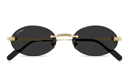 Shop Cartier Première de Cartier Unisex Rimless Oval Sunglasses in Gold online.