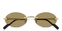 Shop Cartier Première de Cartier Unisex Rimless Oval Sunglasses in Gold online.