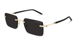 Shop MONTBLANC Meisterstück Rimless Rectangle Sunglasses in Gold online.