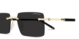 Shop MONTBLANC Meisterstück Rimless Rectangle Sunglasses in Gold online.