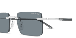 Shop MONTBLANC Meisterstück Rimless Rectangle Sunglasses in Silver online.