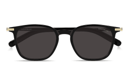 Shop MONTBLANC Snowcap Square Sunglasses in Black online.