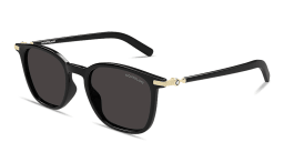 Shop MONTBLANC Snowcap Square Sunglasses in Black online.