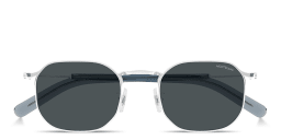 Shop MONTBLANC Snowcap Irregular Sunglasses in Silver online.