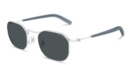 Shop MONTBLANC Snowcap Irregular Sunglasses in Silver online.