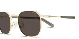Shop MONTBLANC Snowcap Irregular Sunglasses in Gold online.