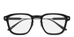 Shop Cartier Santos de Cartier Square Eyeglasses in Shiny Black online.