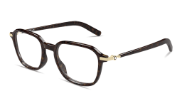 Shop MONTBLANC Snowcap Square Eyeglasses in Havana online.