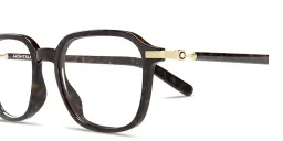 Shop MONTBLANC Snowcap Square Eyeglasses in Havana online.