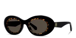 Shop LOEWE Anagram Oval Sunglasses in Black online.