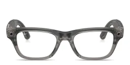 Shop Ray-Ban Meta Blayzer Optics Unisex Rectangle Eyeglasses in Transparent Ice Grey online.