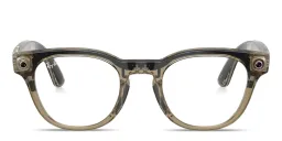 Shop Ray-Ban Meta Scriber Optics Unisex Panthos Eyeglasses in Transparent Stone Beige online.
