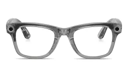 Shop Ray-Ban Meta Wayfarer Transitions® Unisex Square Sunglasses in Shiny Transparent Grey online.