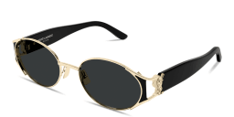 تسوق YSL Logo Oval Sunglasses سان لوران بلون Light Gold أونلاين.