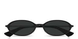Shop SAINT LAURENT Logo Signature Oval Sunglasses in Matte Black online.