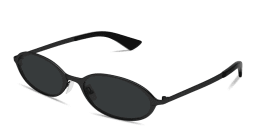Shop SAINT LAURENT Logo Signature Oval Sunglasses in Matte Black online.