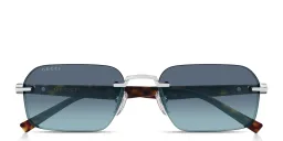 تسوق Gucci Emblem Rimless Rectangle Sunglasses غوتشي بلون Shiny Silver أونلاين.