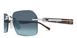 تسوق Gucci Emblem Rimless Rectangle Sunglasses غوتشي بلون Shiny Silver أونلاين.