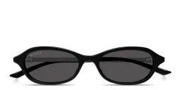 Shop GUCCI GG Oval Sunglasses in Shiny Black online.