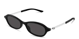 Shop GUCCI GG Oval Sunglasses in Shiny Black online.