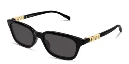 Shop GUCCI Logo Lettering Rectangle Sunglasses in Solid Black online.