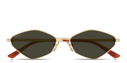 Shop GUCCI Engraved Logo Irregular Sunglasses in Endura Gold online.