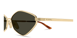 Shop GUCCI Engraved Logo Irregular Sunglasses in Endura Gold online.